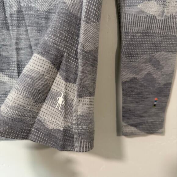 Smartwool Women's Crew Shirt Long Sleeve Camo Gray Merino Wool Large - Picture 2 of 8